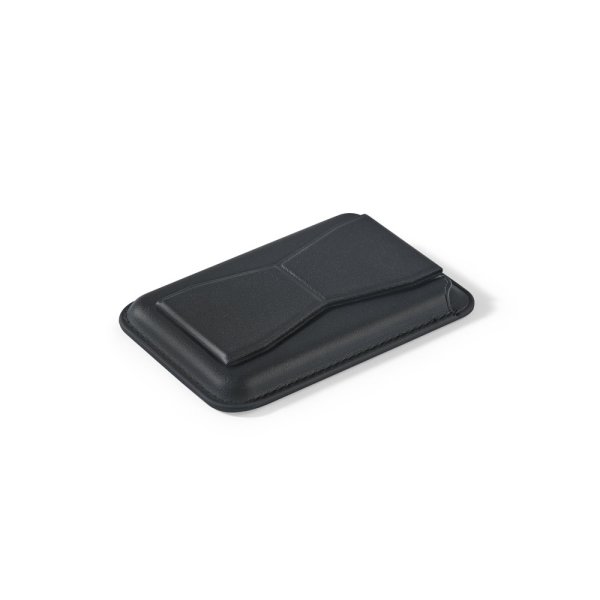 CONNOR. Magnetische kaarthouder van imitatieleer, eenvoudig te bevestigen aan de achterkant van je telefoon en biedt RFID-bescherming. - 103 - Zwart