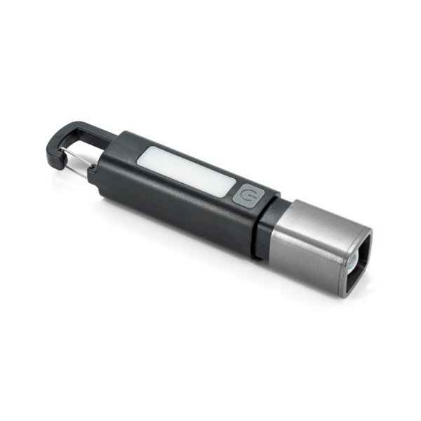 WIGGINS. ABS-zaklamp, met een 2W LED-lamp (53 lumen) aan de voorkant en een COB-lamp (53 lumen) aan de bovenkant. - 103 - Zwart