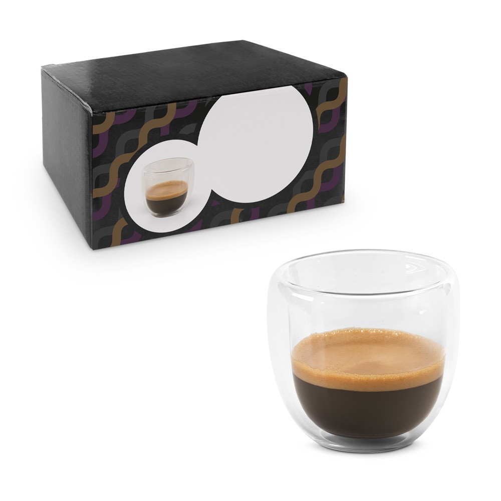 EXPRESSO. Koffieset van borosilicaatglas met 2 kopjes.