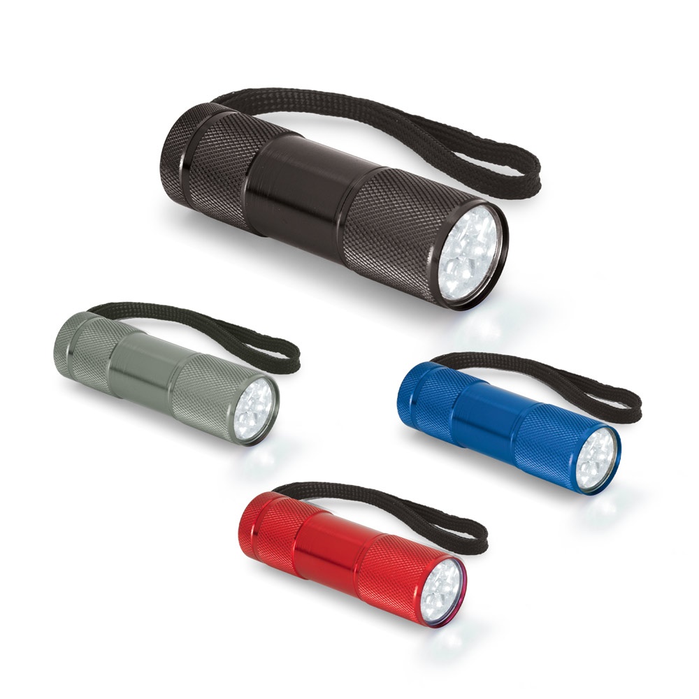 Opvallend. Aluminium zaklamp met 9 LED's.