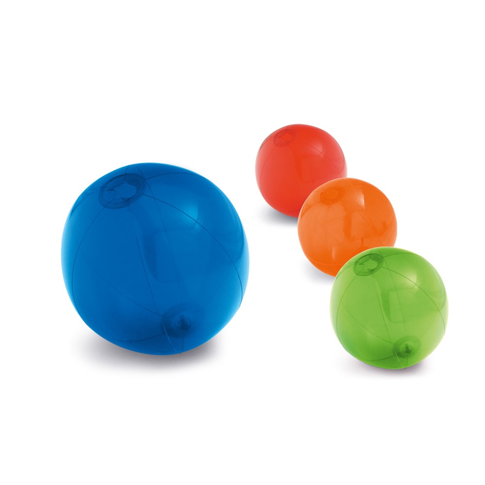 PECONIC. Opblaasbare strandbal van doorschijnend PVC.
