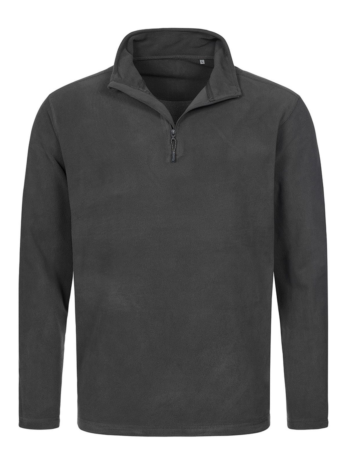 Klassieke fleece trui met halve rits - GRS - Grijs staal