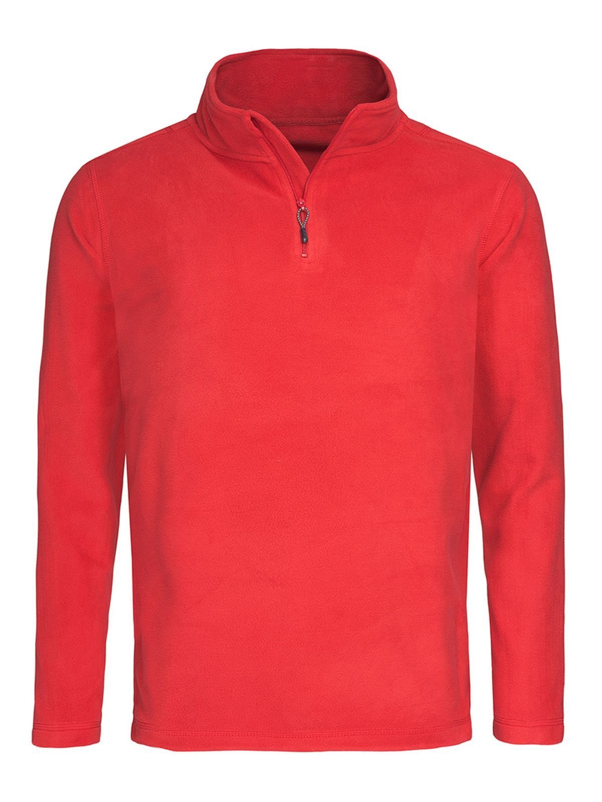 Klassieke fleece trui met halve rits - SRE - Scharlakenrood