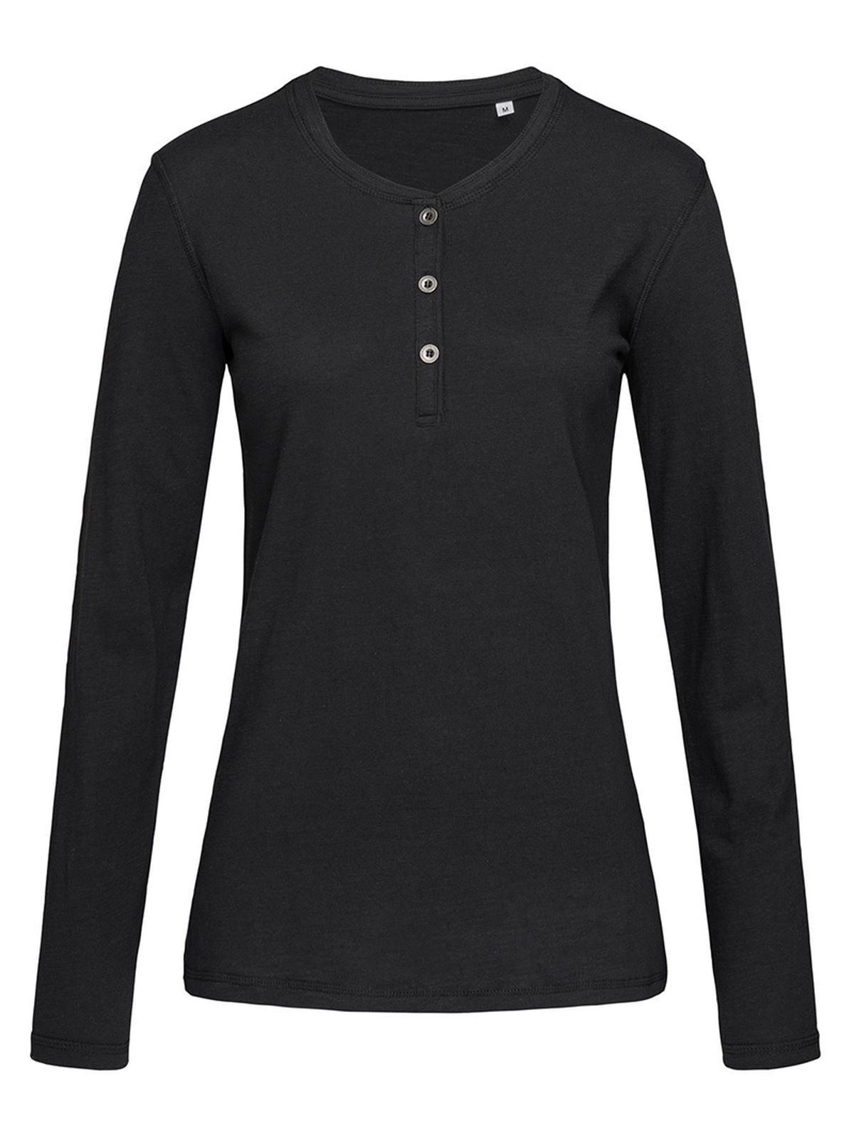 Sharon Henley shirt met lange mouwen - BLO - Zwarte opaal
