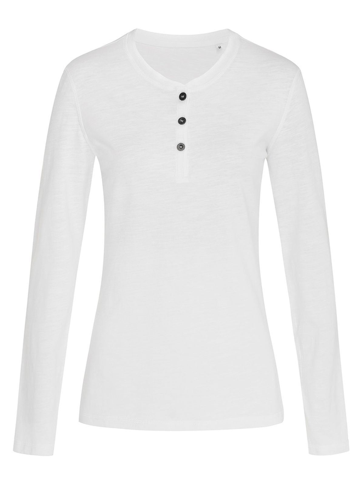 Sharon Henley shirt met lange mouwen - WHI - Wit