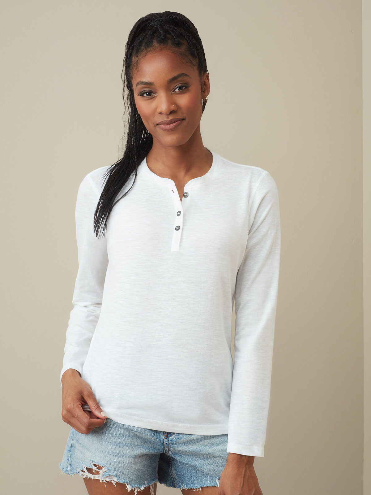 Sharon Henley shirt met lange mouwen