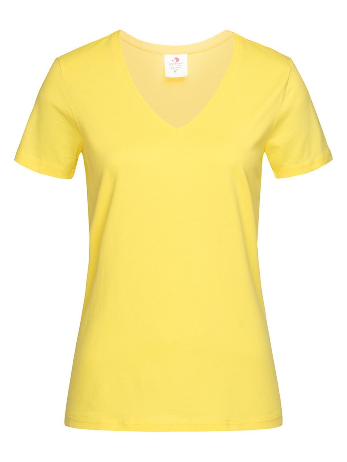 Klassieke T-shirt met V-hals voor dames - YEL - Geel