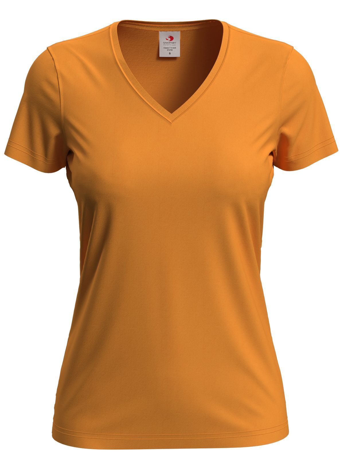 Klassieke T-shirt met V-hals voor dames - ORA - Oranje