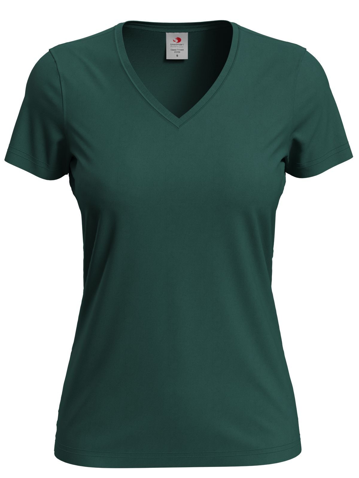 Klassieke T-shirt met V-hals voor dames - BOG - Flesgroen