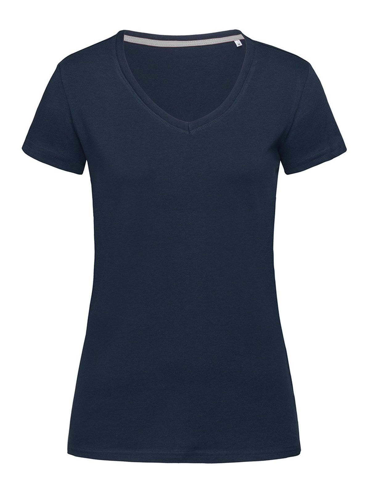 Stretch-T V-hals dames - MAB - Marineblauw