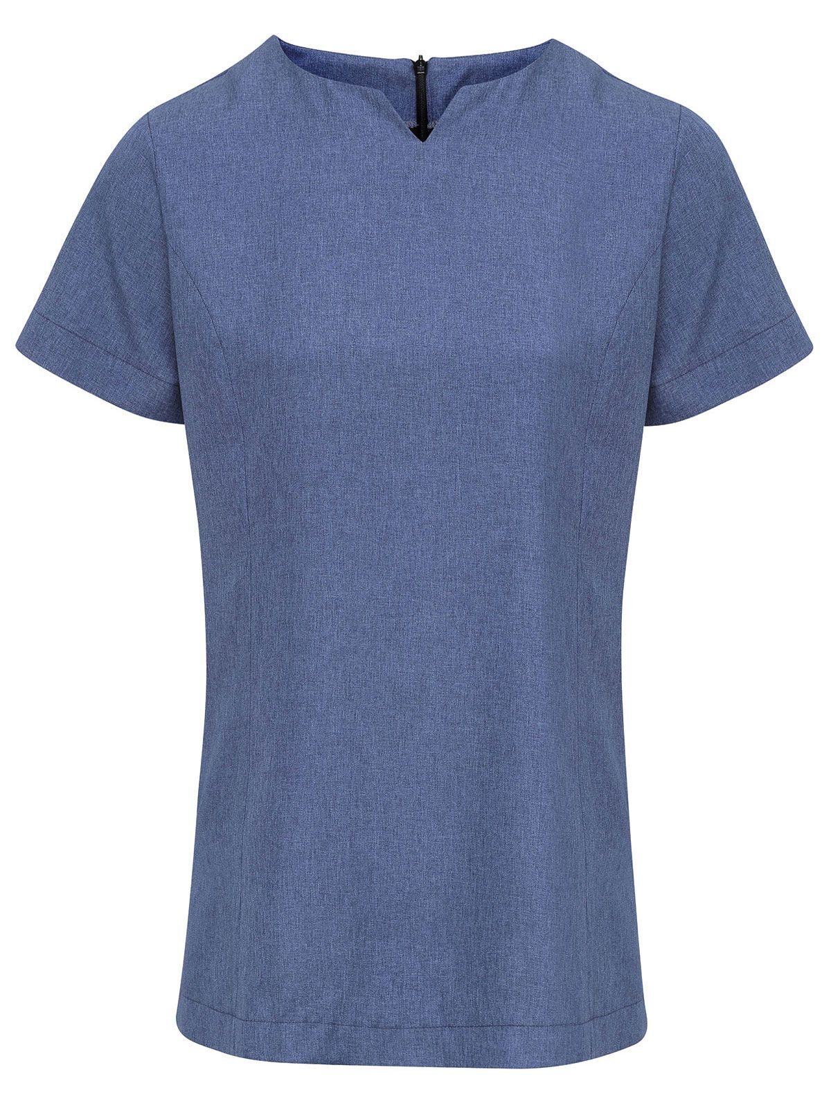 Paarse linnenlook tuniek met uitgesneden hals - BLHE - Blauwe heide
