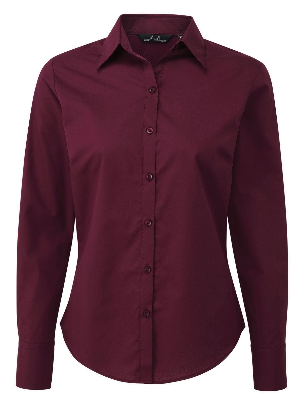 Damesblouse met lange mouwen van poplin - AUBE - Aubergine