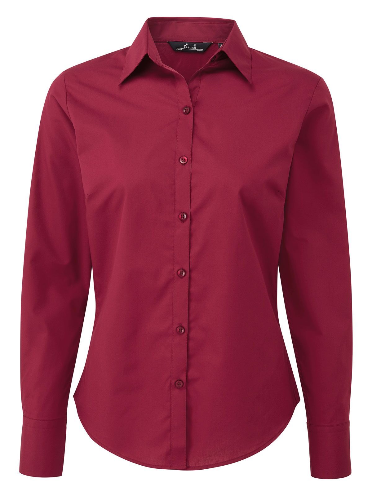 Damesblouse met lange mouwen van poplin - BURG - Bordeauxrood