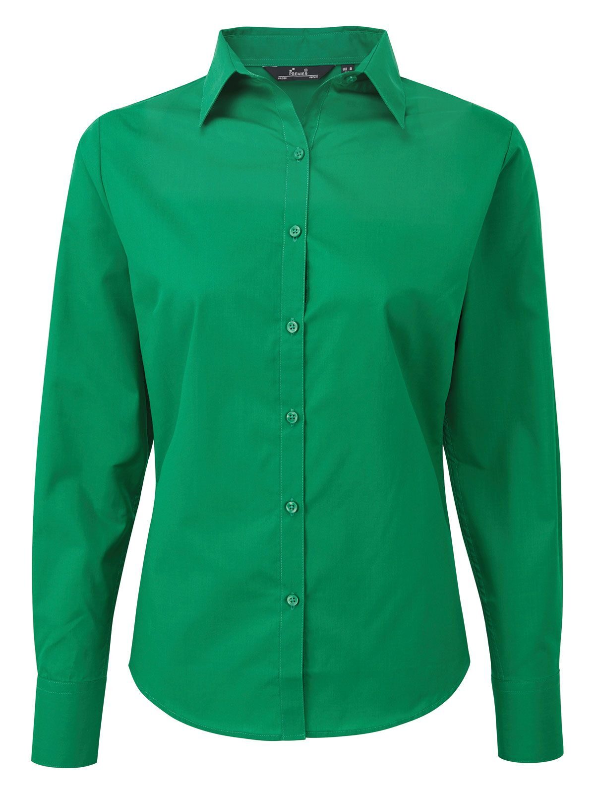 Damesblouse met lange mouwen van poplin - EMER - Smaragd