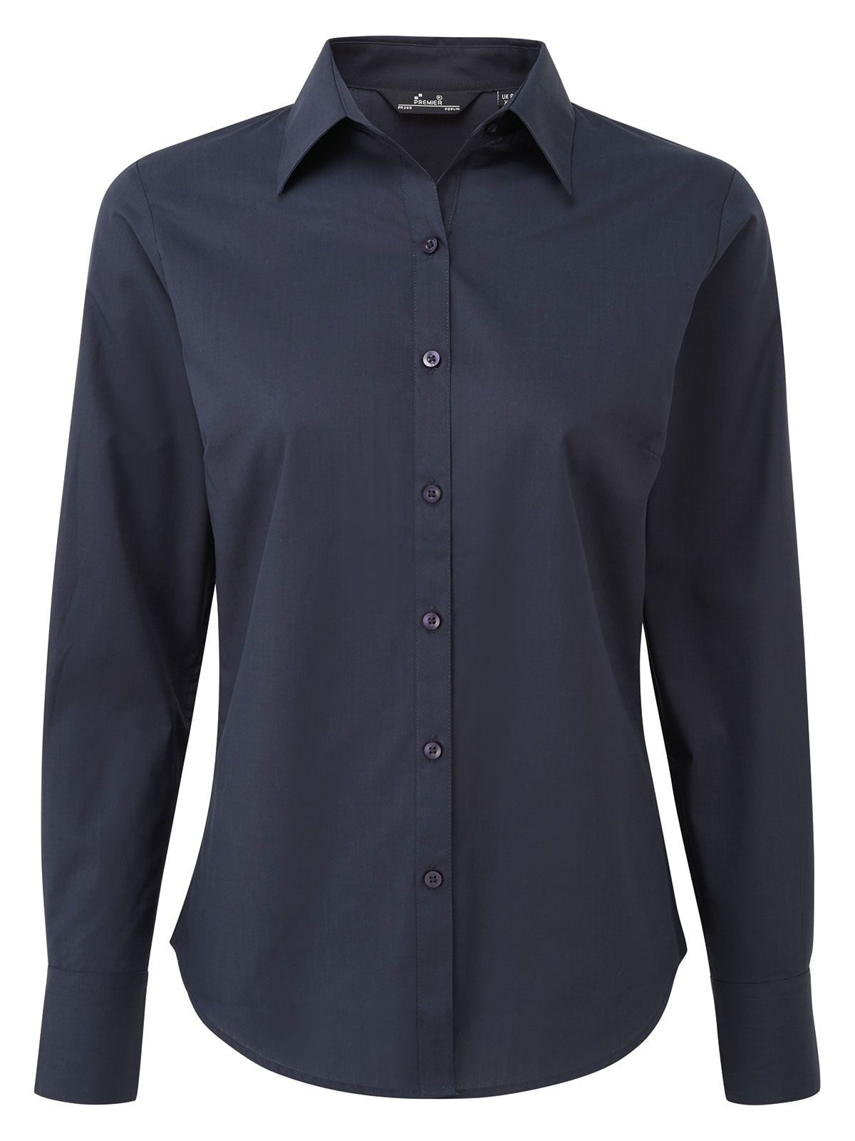 Damesblouse met lange mouwen van poplin - NAVY - Marine