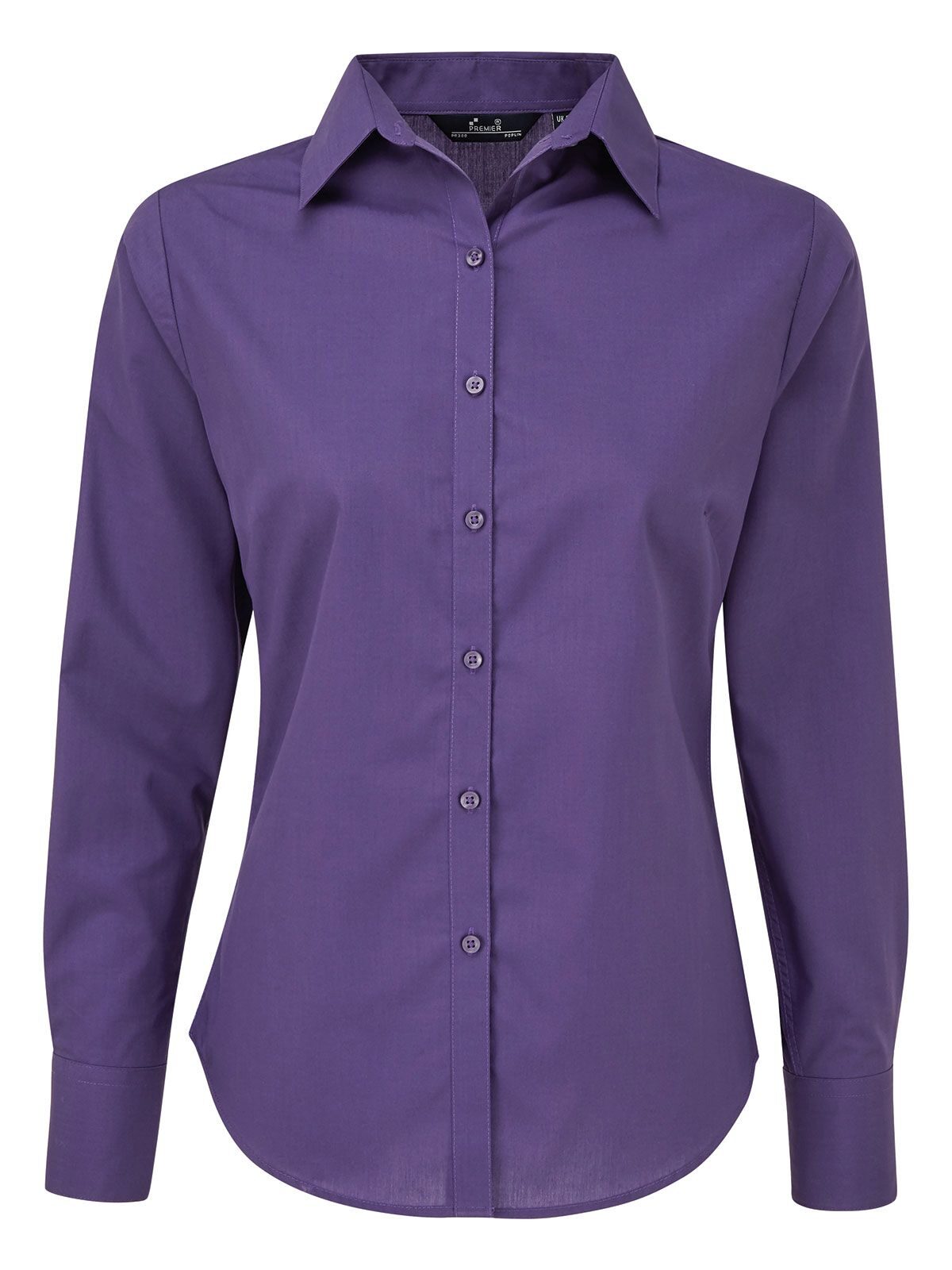 Damesblouse met lange mouwen van poplin - PURP - Paars