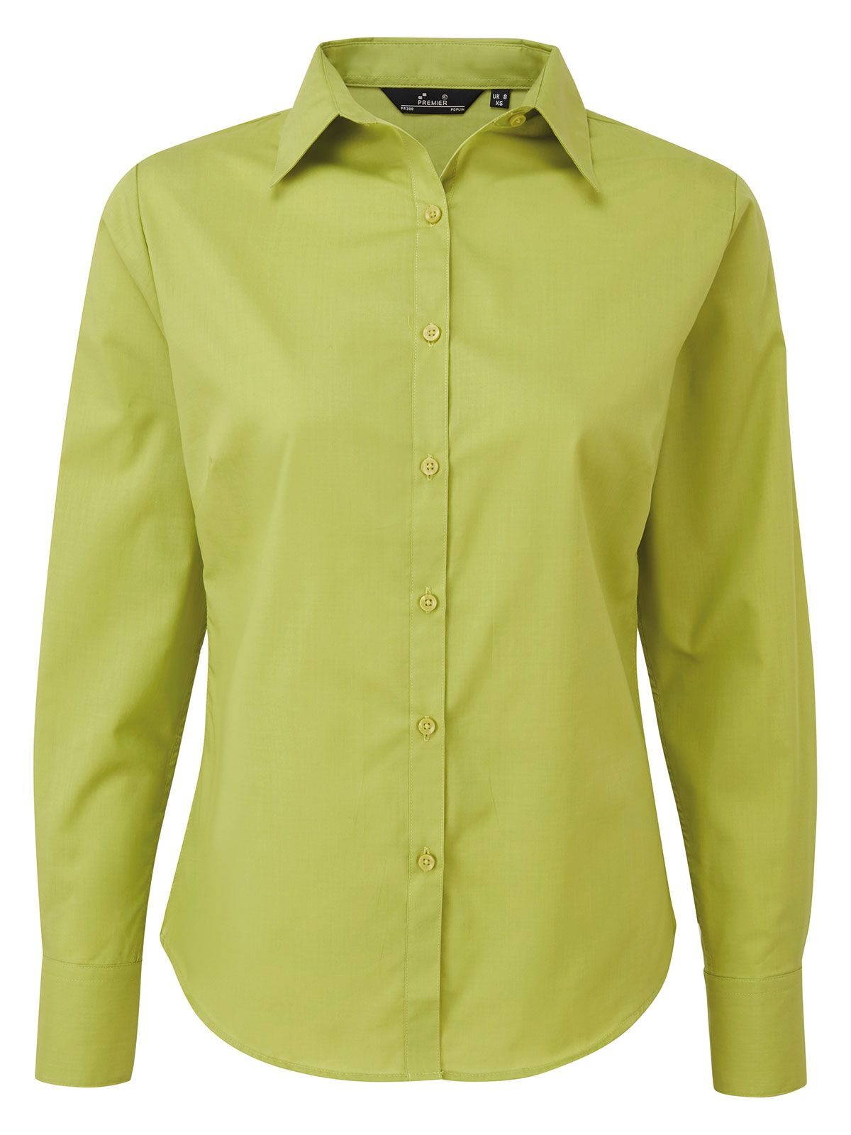 Damesblouse met lange mouwen van poplin - LIME - Lime (ongeveer Pantone 382C)