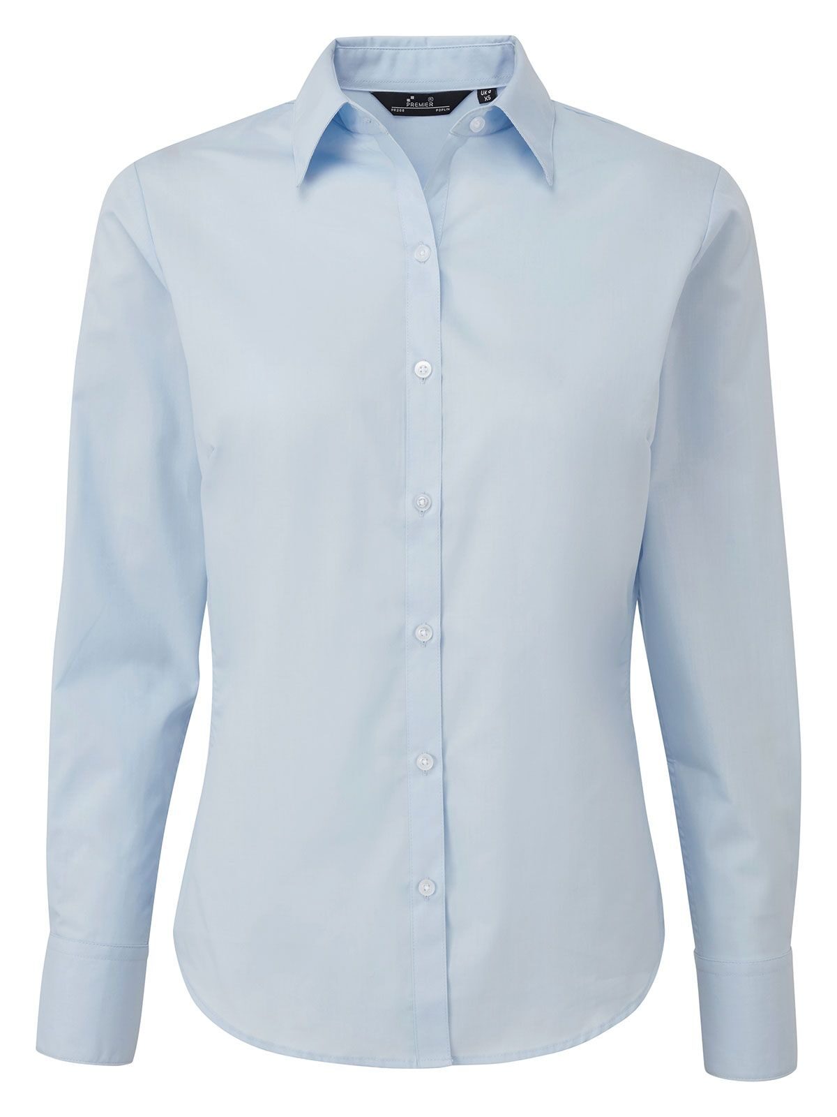 Damesblouse met lange mouwen van poplin - LBLU - Lichtblauw